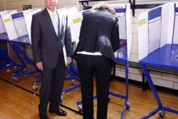 Paterson voting at the Primaries.